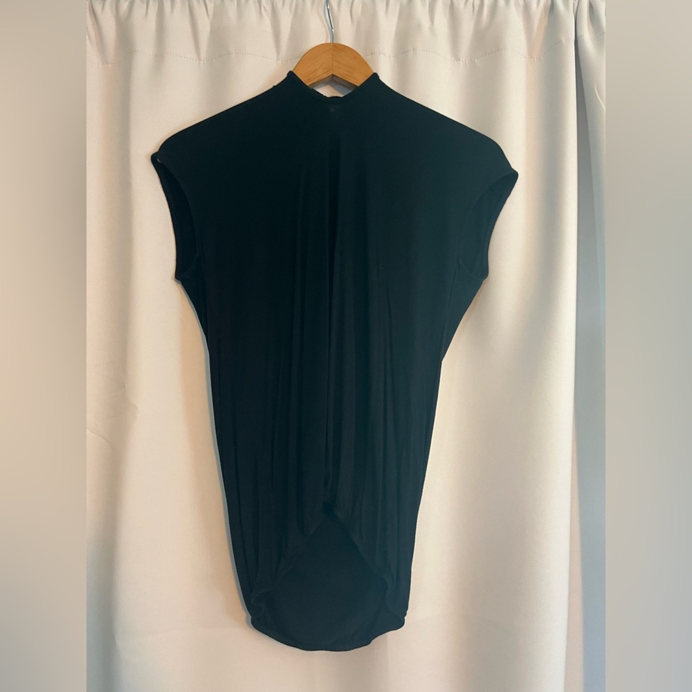 Solemio Classic Black Mock Neck Cowl shirt